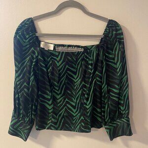 NWOT - Corey Lynn Carter for Anthro Green Animal Print Top